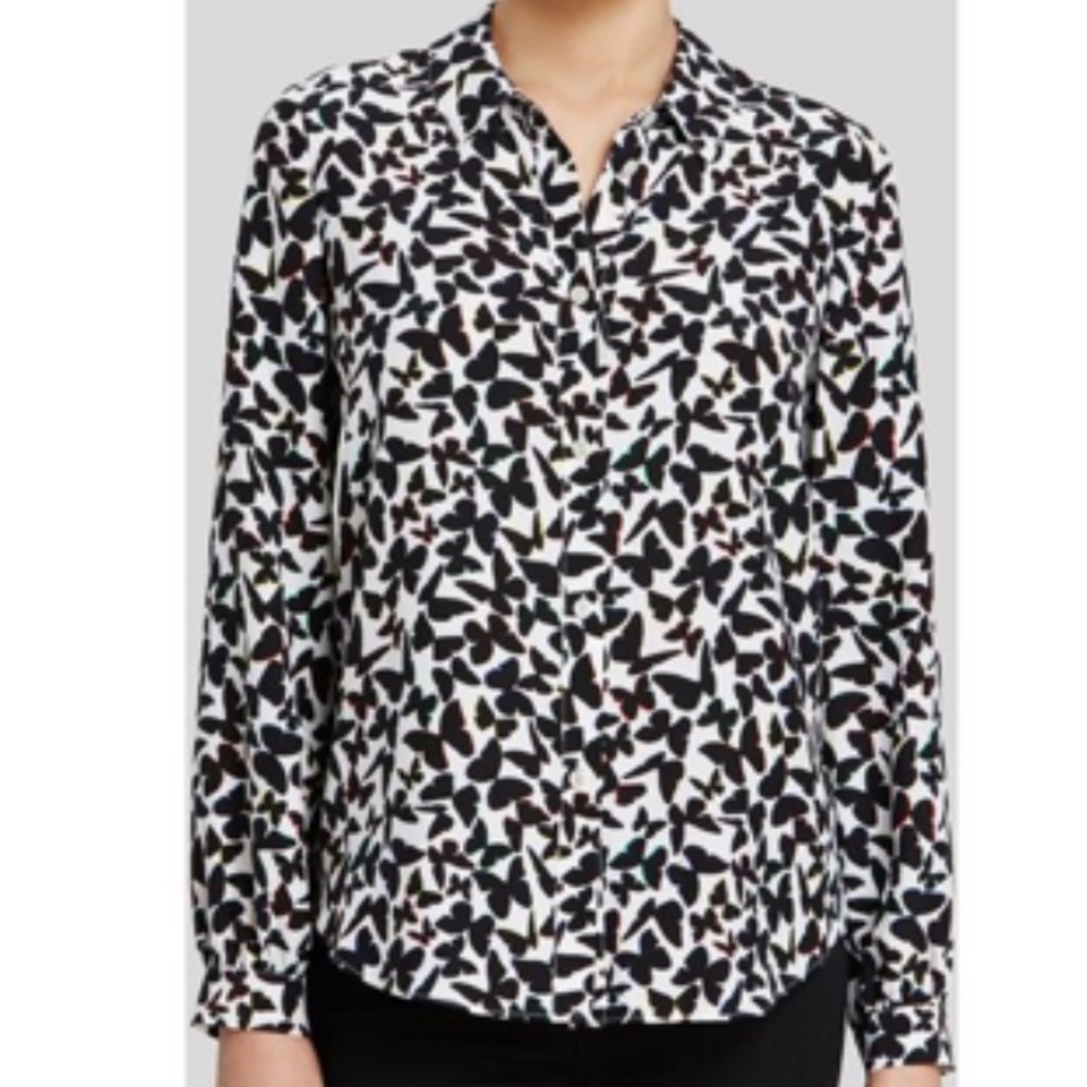 Kate Spade Black Butterfly Silk blend blouse